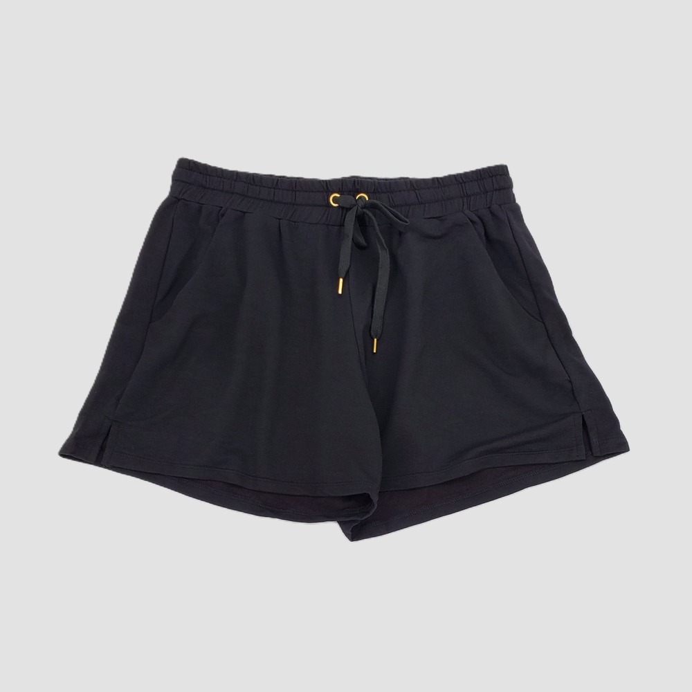 Citrus Womens Small High Rise Drawstring Shorts Black Pockets‎ Side Slits New